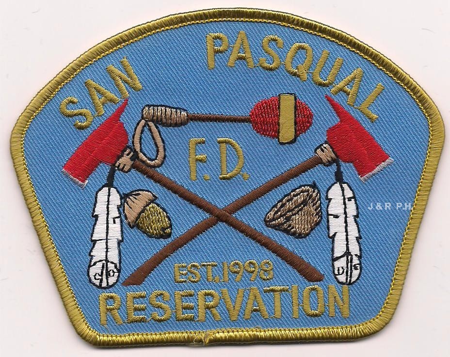 San Pasqual Reservation  Fire Dept. - 1998, CA  (4.5" x 3.5" size)  fire patch