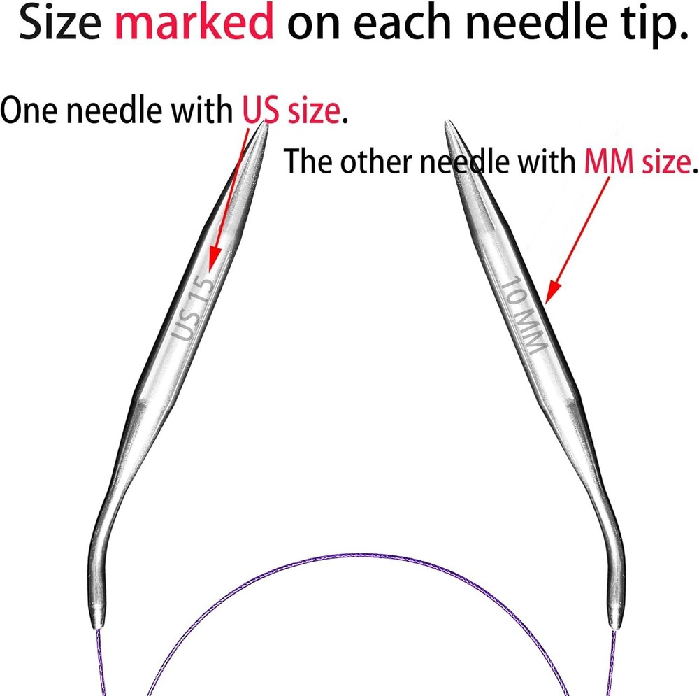 Magic Loop 40-Inch Circular Needle Set - Seamless Knitting in Sizes US 1.5-15
