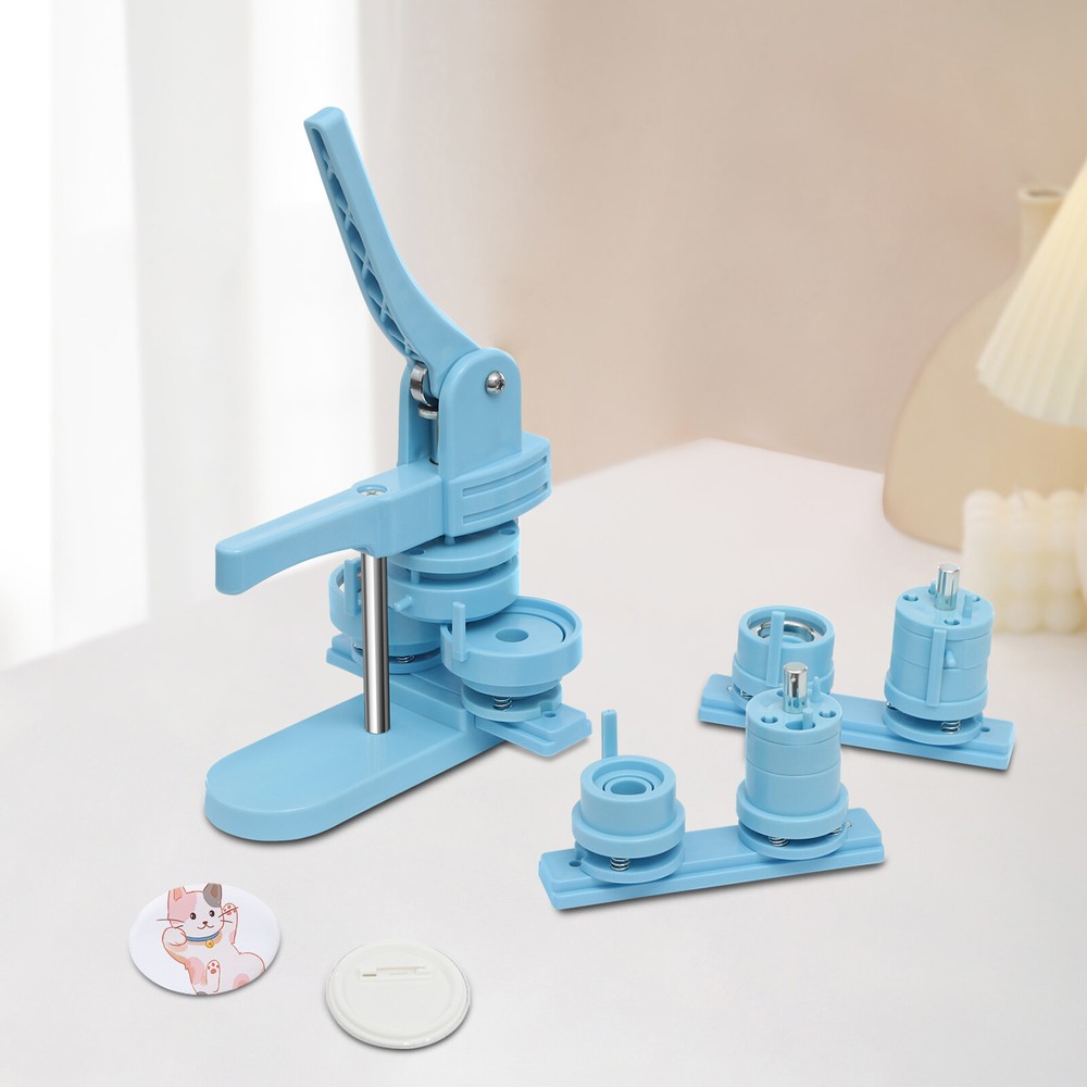 Button Maker Machine for Custom Badges with 3 Mold Sizes: 0.98"-2.28"