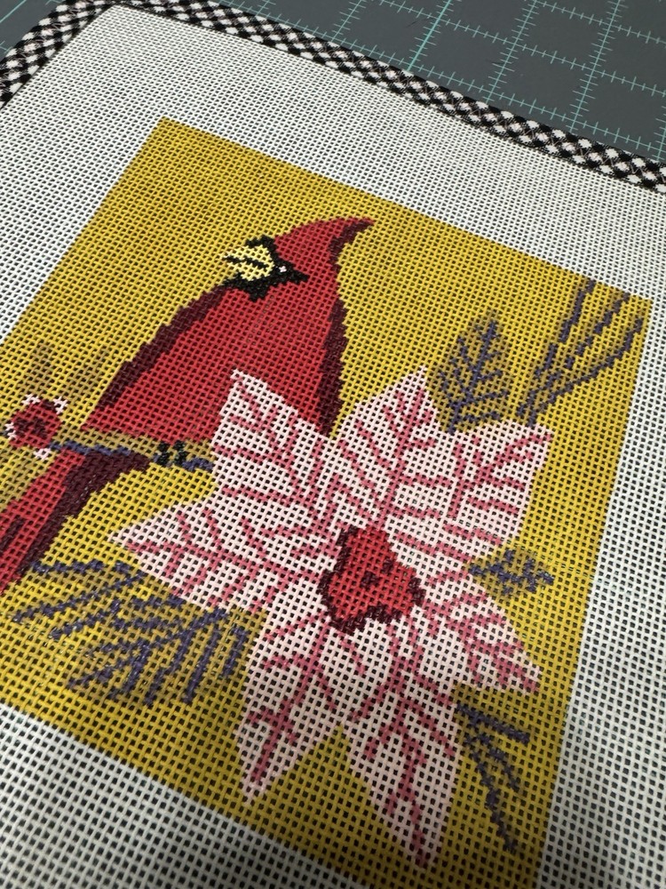 Initial K Fall Cardinal Painted Needlepoint Kit With Threads