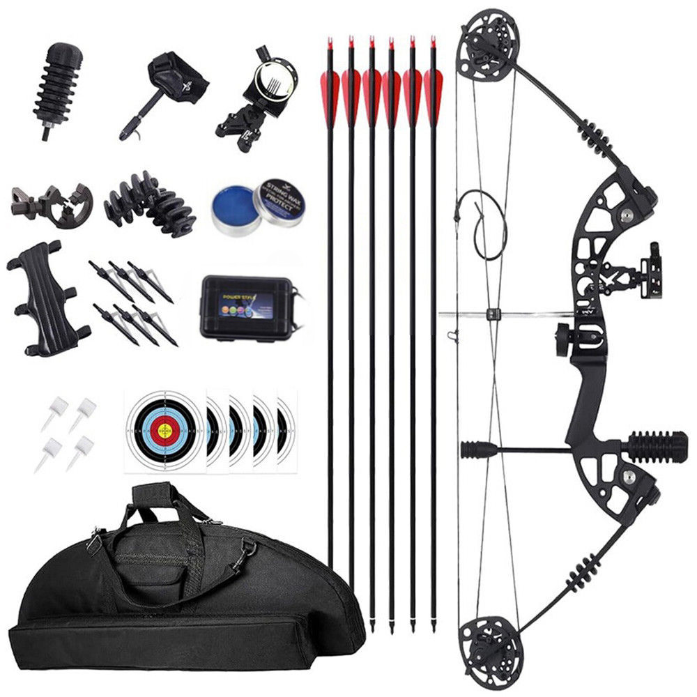 30-60lbs Adjustable Compound Bow Arrows Kit Archery Shooting Hunting Target Set