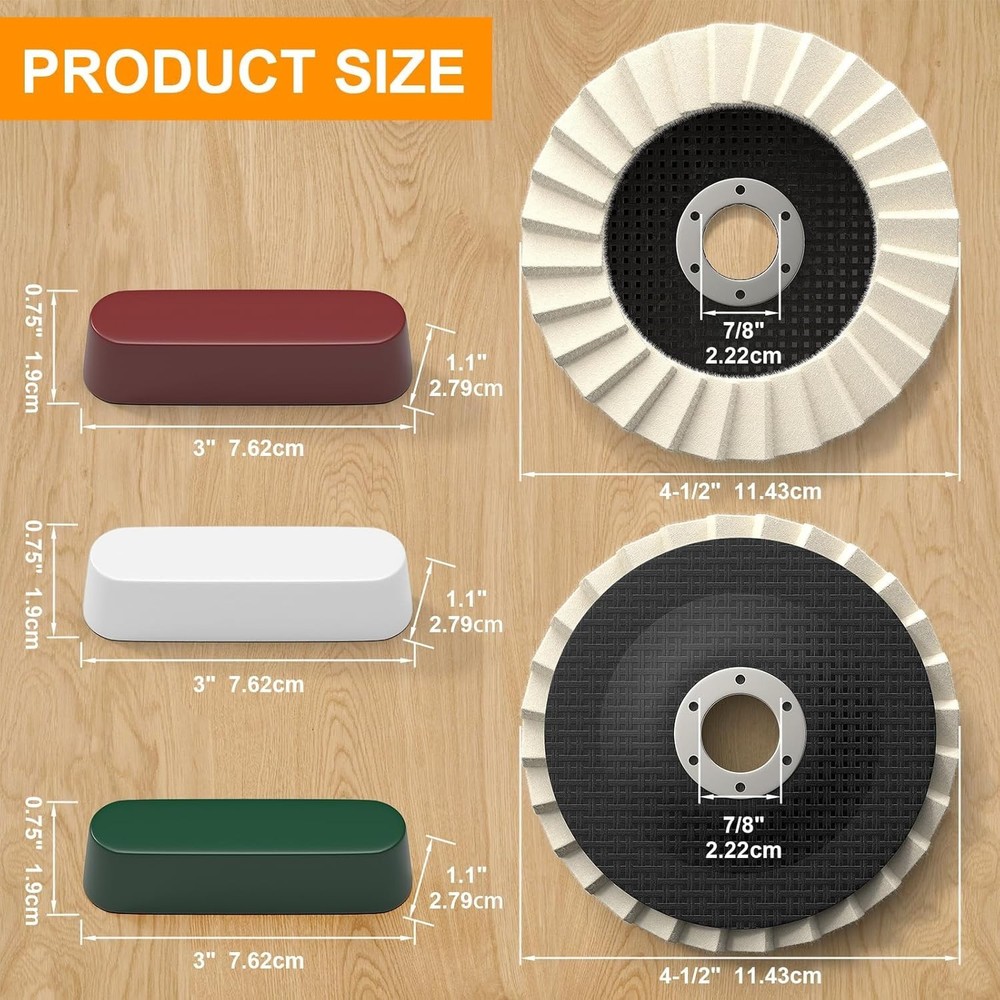Durable 8-Pc Wool Polishing Wheels & Compounds for Efficient Surface Restoration