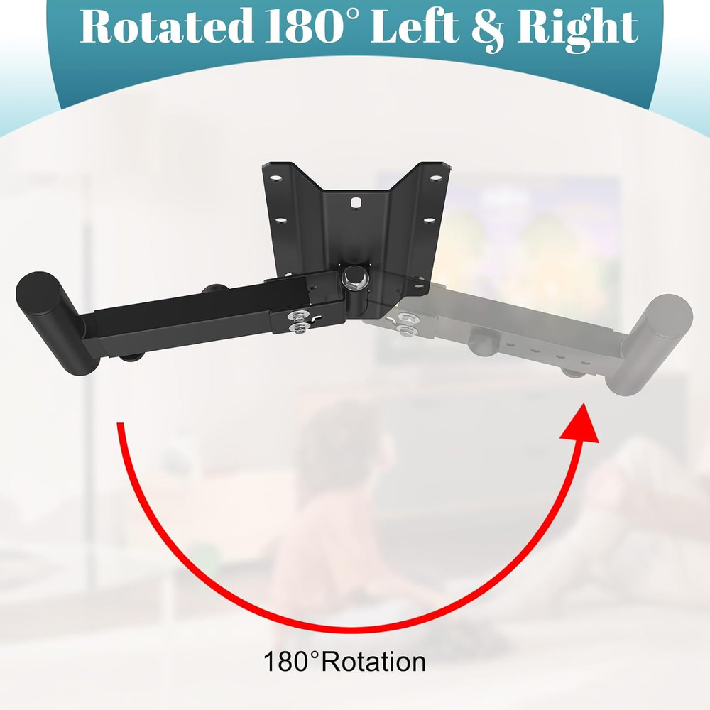 Heavy Duty Adjustable PA Speaker Mount Bracket - 110Lbs Capacity, 2 Pack