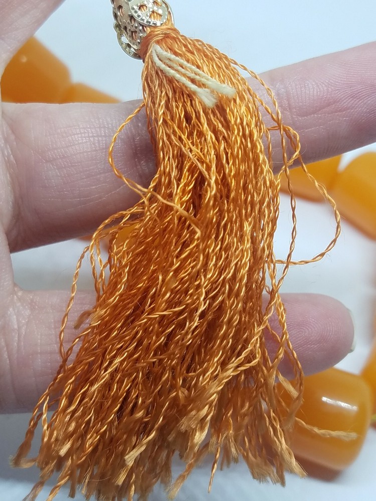 Vintage Egg Yolk Lucite Plastic Praying Beads Tassel