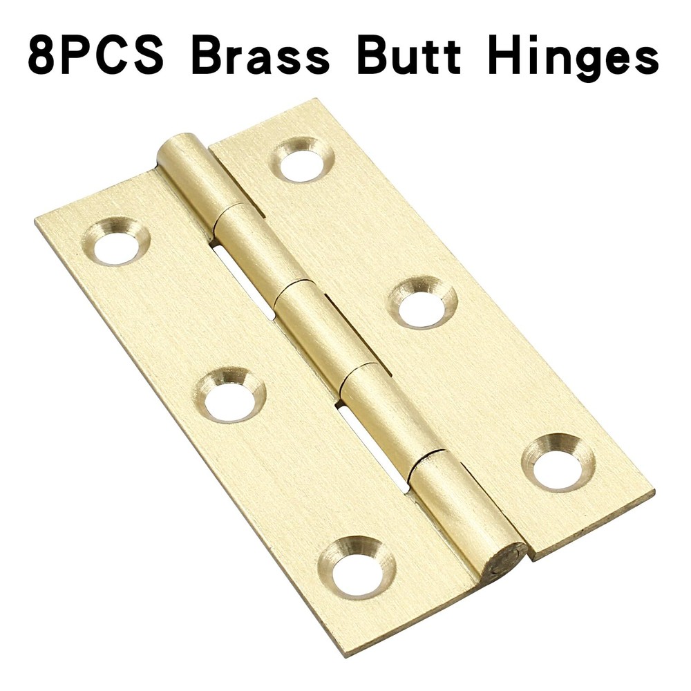 8 Pcs 2.5 Inch Mini Solid Brass Hinges，Brass Cabinet Hinges Small Box Hinges ...