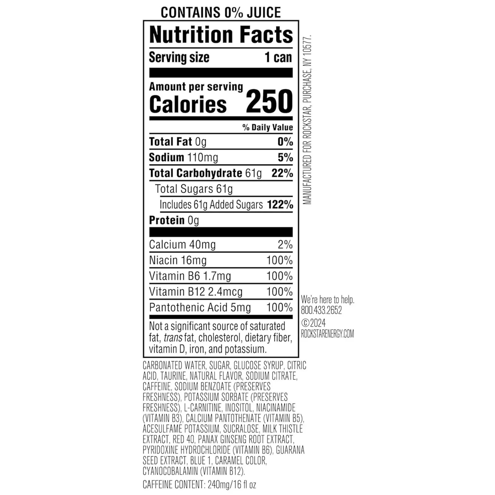 Rockstar Punched Berry Sangria Energy Drink 16oz Cans (12 Pack) 240mg Caffeine