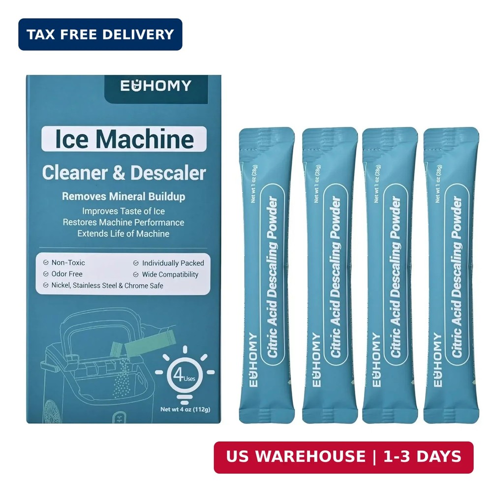 EUHOMY Ice Maker Cleaner & Descaler | 4 Use & Individually Packed | Ice Machine