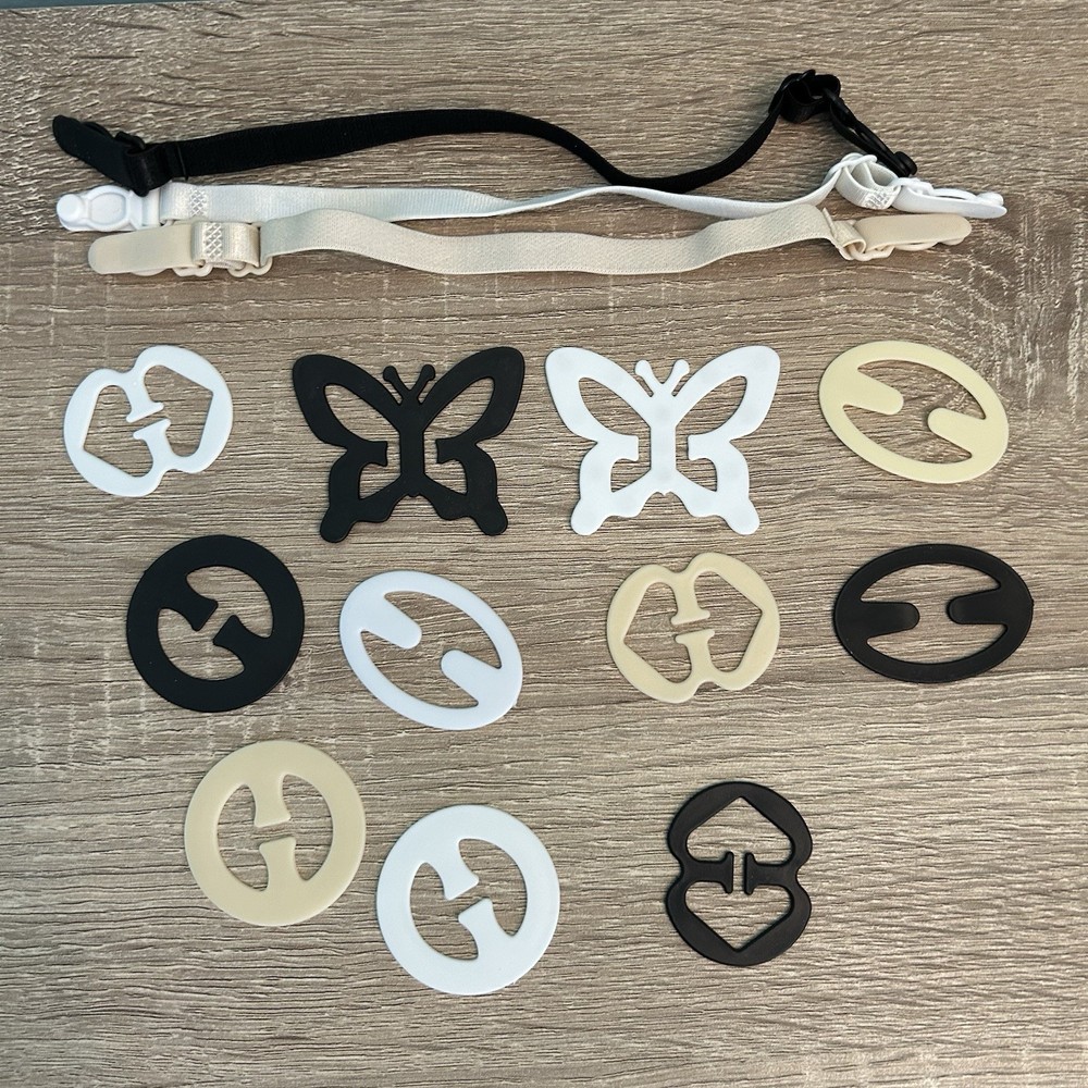 14 Black Beige White Bra Long Strap Adjustable Clips