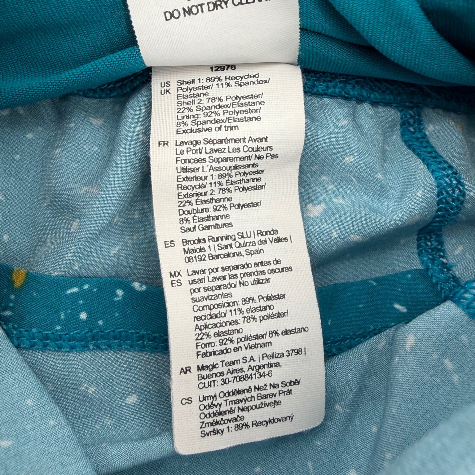 Brooks Chaser 7" Running Shorts Teal Splatter Women Size L Confetti Print