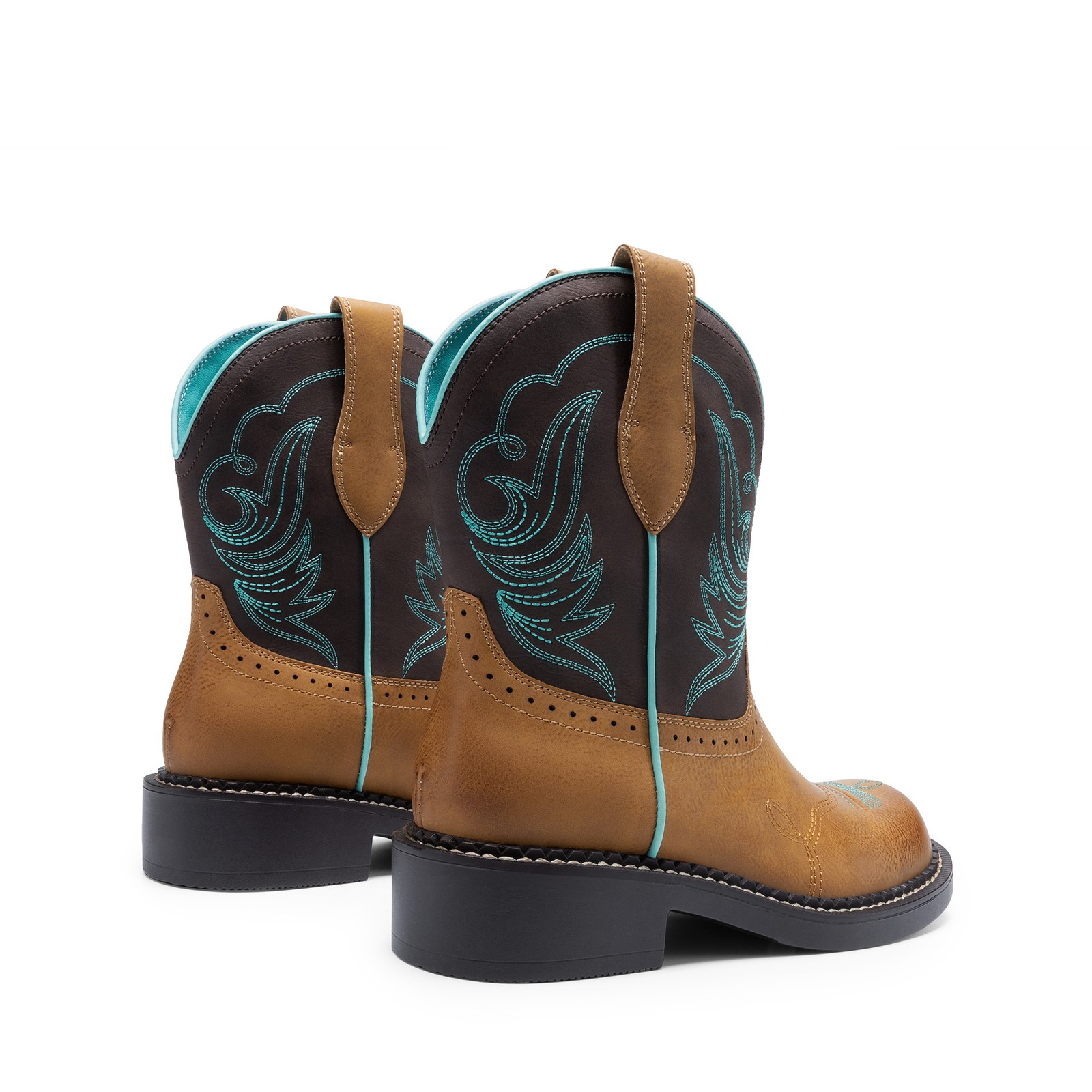 US Women Mid Calf Boots Western Boot Round Toe Embroidered Cowboy Cowgirl Boots