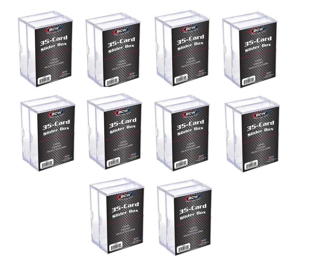 (20 Boxes) BCW 35 Card Size Slider Box Stackable Plastic Card Storage Cases