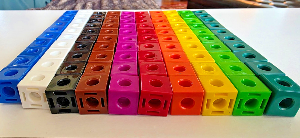 100pc Set Math Linking Cubes - 10 Colors (10 ea) - Cleaned & Sanitized Free Ship
