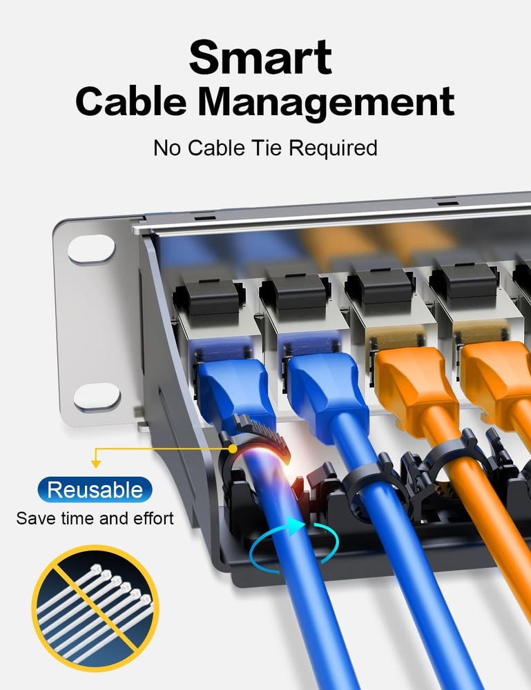 12 Port Patch Panel Cat6A Keystone RJ45 Network Cable Management 10 In Shield