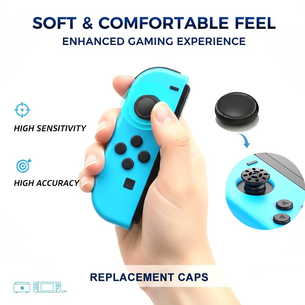 Ferkurn Joystick Replacement Cap Thumb Grip for Switch OLED & Black