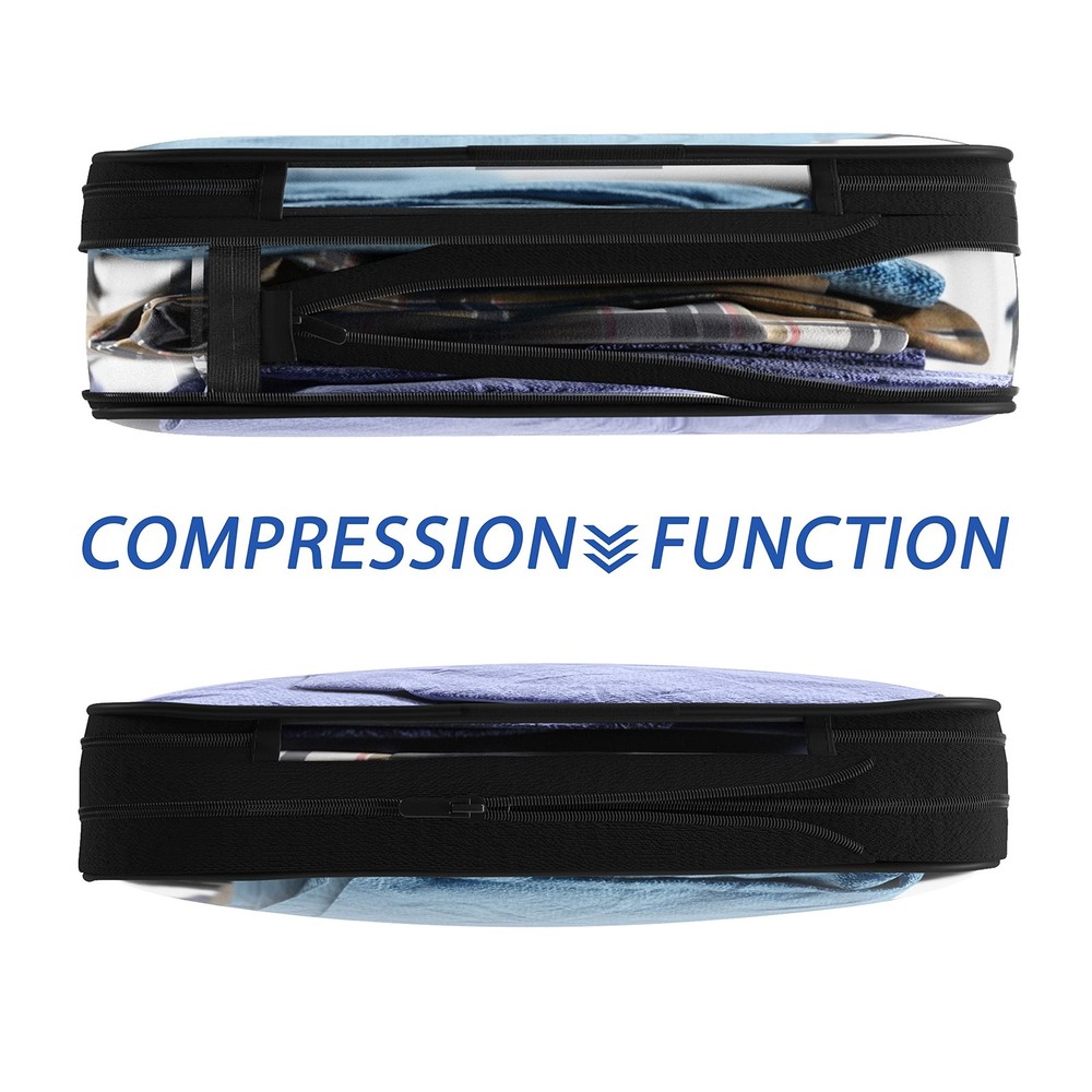 Clear Compression Packing Cubes 3 Set - Large See-Through Plastic Suitcase Ba...
