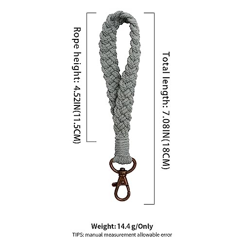 XGALBLA Soft Macrame Keychain Boho Handmade Wristlet Style 1- Deep Grey