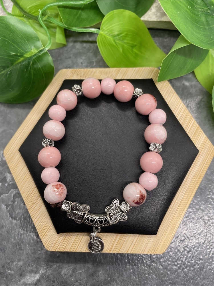 Handmade Ceramic Bead Beaded Stackable 6.5” Plus Stretch Bracelet New B243