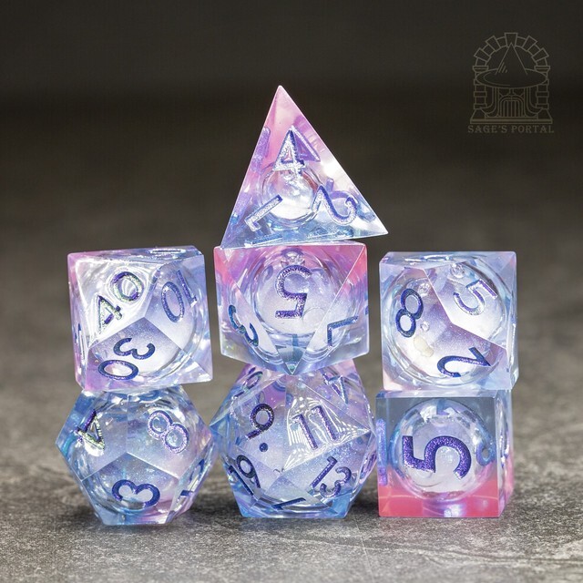 Sage's Dancing Souls Liquid Core Sharp Edge Resin Dice Set | Dnd Dice RPG Dice