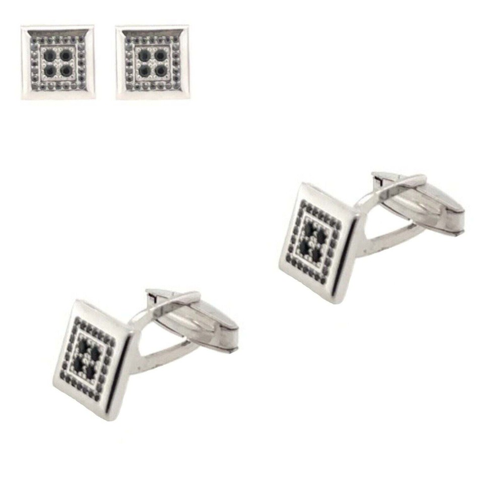 925 Sterling Silver Italy Square Cufflinks