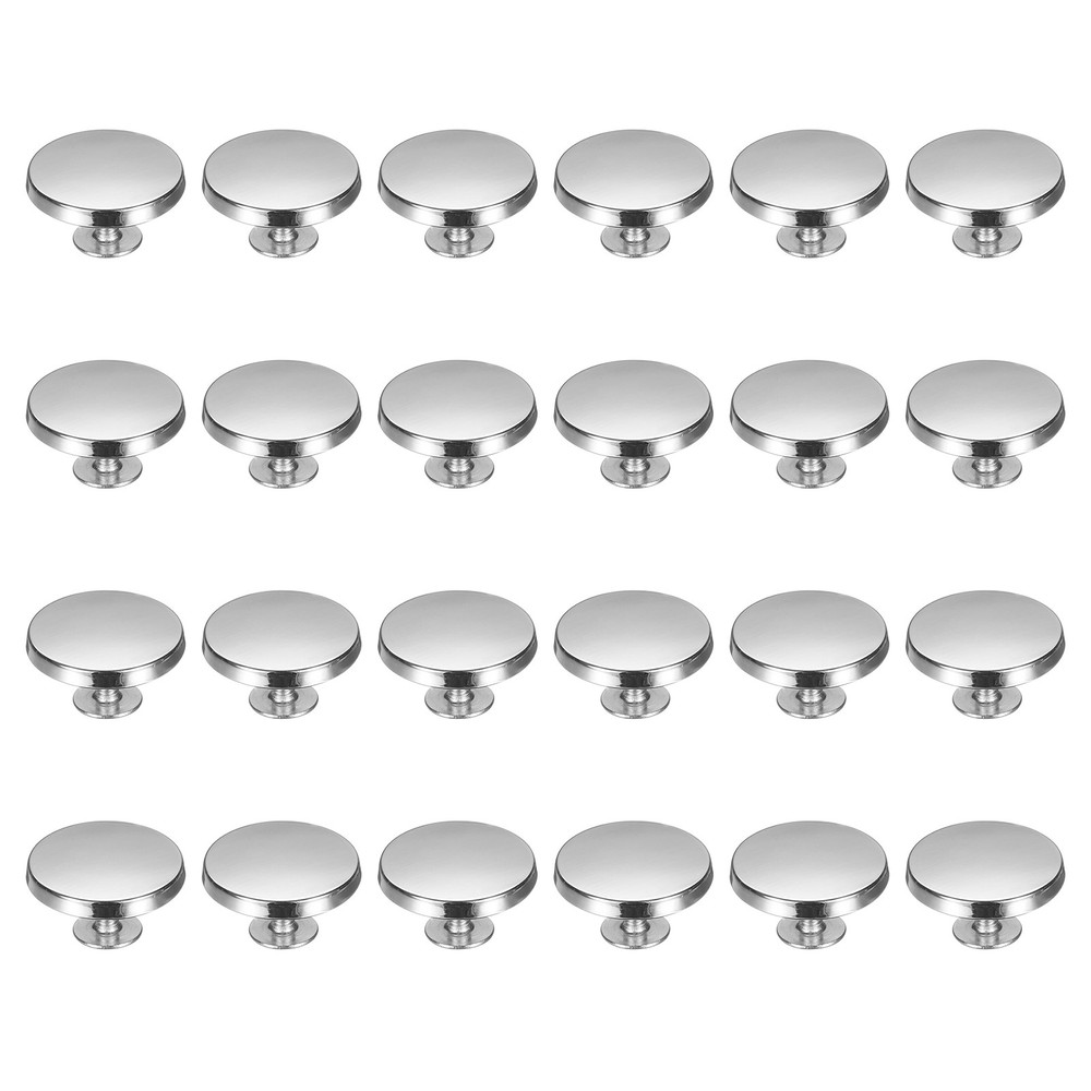 24 Pcs Flat Head Button Stud 18mm Screw Back Rivets Stud Set, Silver