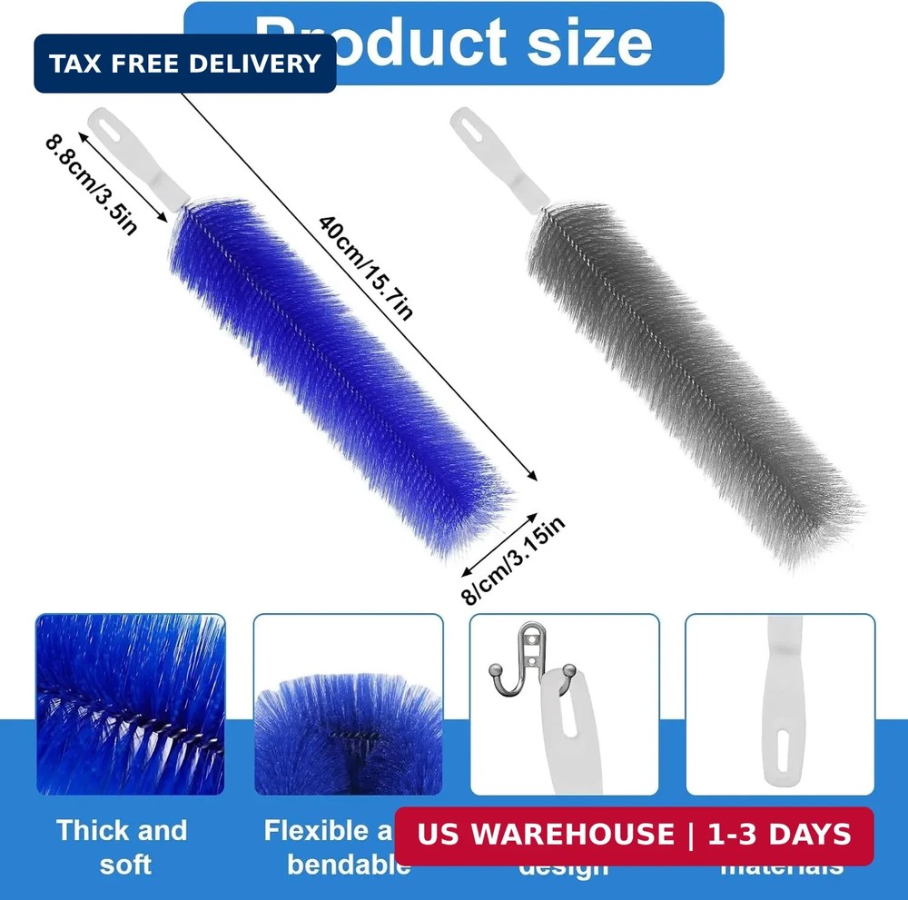 2 Pcs Cobweb Duster, Bendable Fan Cleaner Brushes Set Reusable, Plastic Microfib