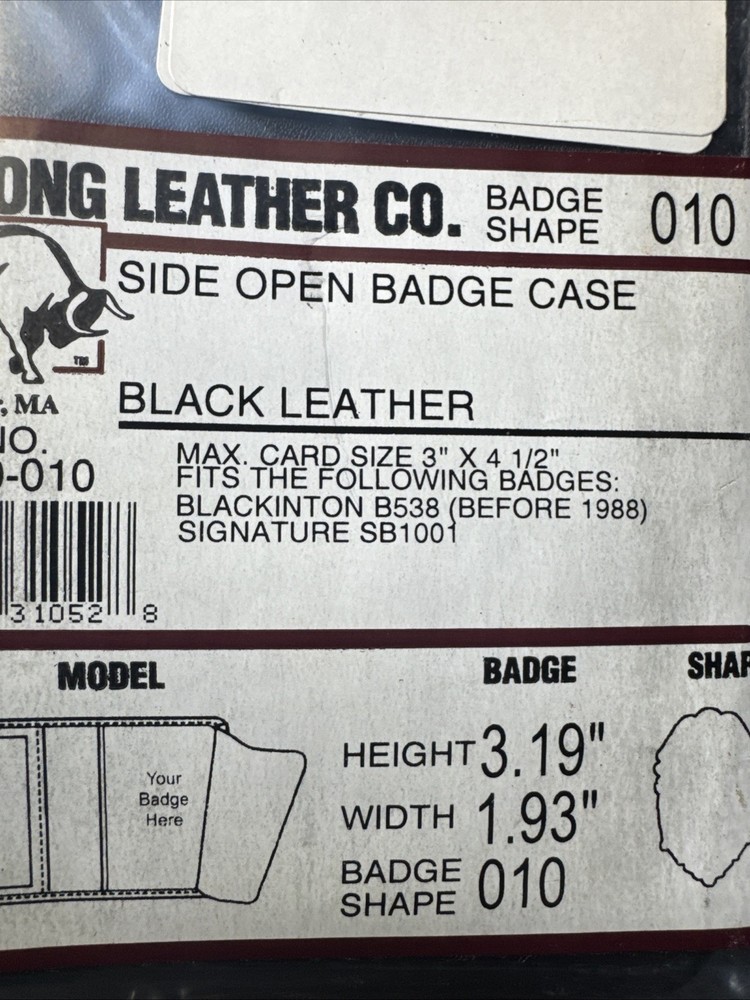 Strong Leather Co. Side Open Badge Case Shape # 010