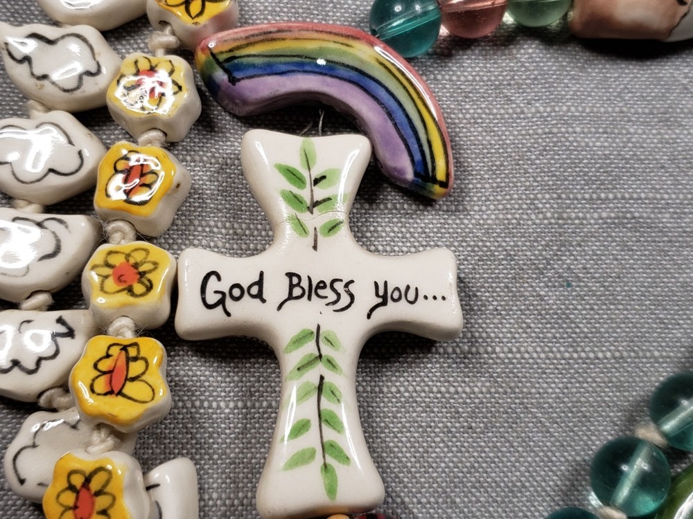 Beautiful Rosary Noah's Ark Ceramic Beads Prayer Religious Christian Gift C32