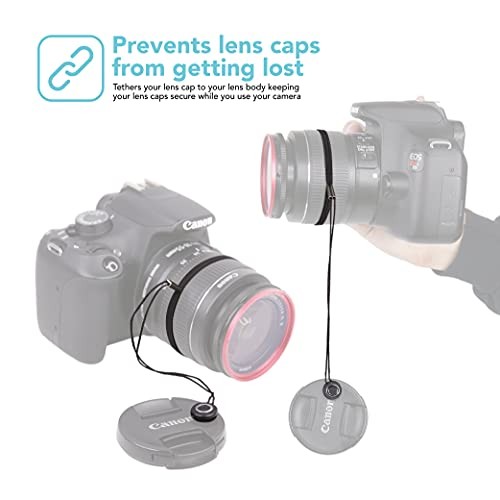 Camera Lens Cap Leash with Elastic String, Compatible with Universal DSLR SLR