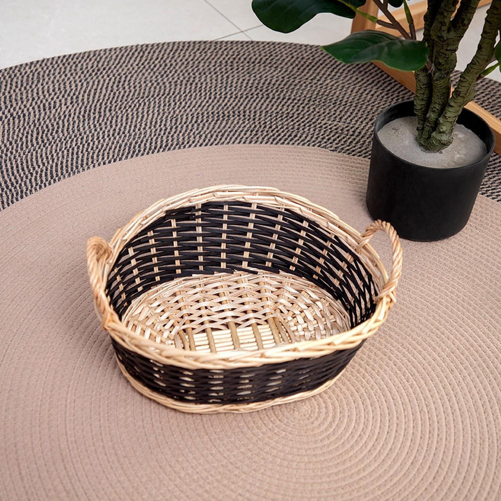 (Three Pack) Willow Bread Basket Rattan Fruit Display Basket for Fruit Vegeta...