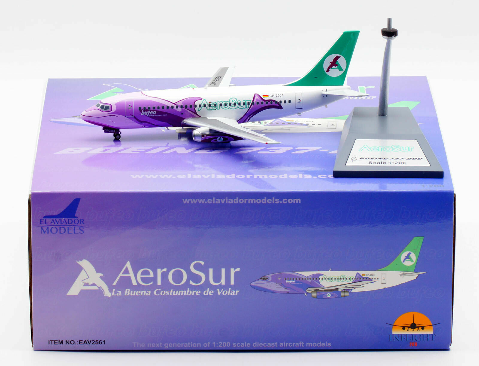1:200 IF200 Aerosur B737-200 CP-2561 (BUFEO) with stand