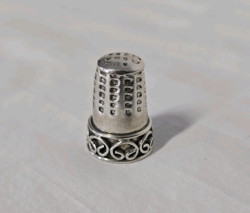 Antique 925 Silver Ornate Sewing Thimble