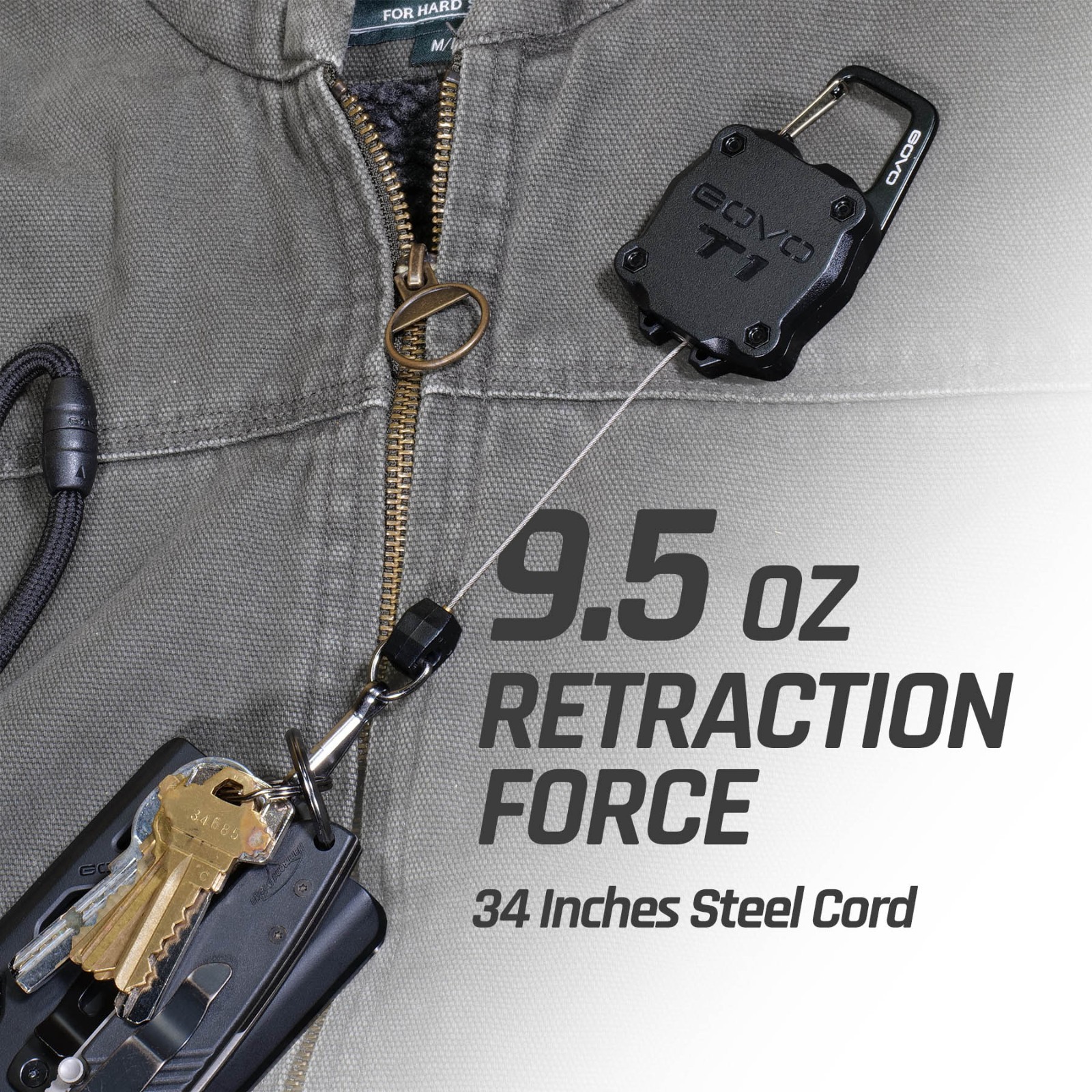 GOVO T1 Retractable Keychain – 9.5 Oz. Retraction Force_RED