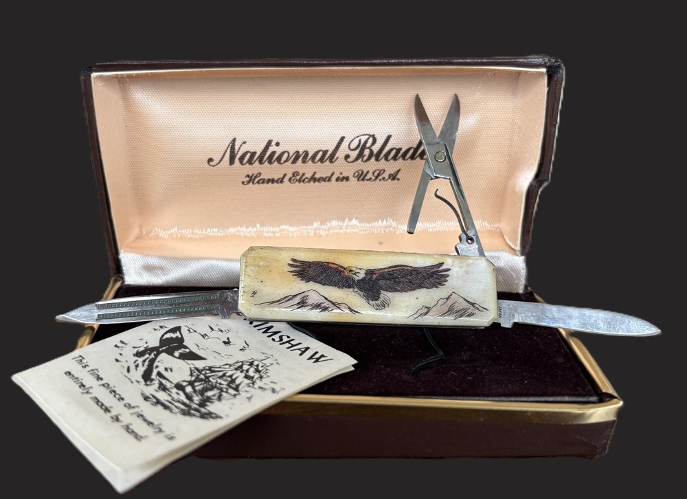 National Blade BALD EAGLE Scrimshaw 3 Function Multitool - Made in USA