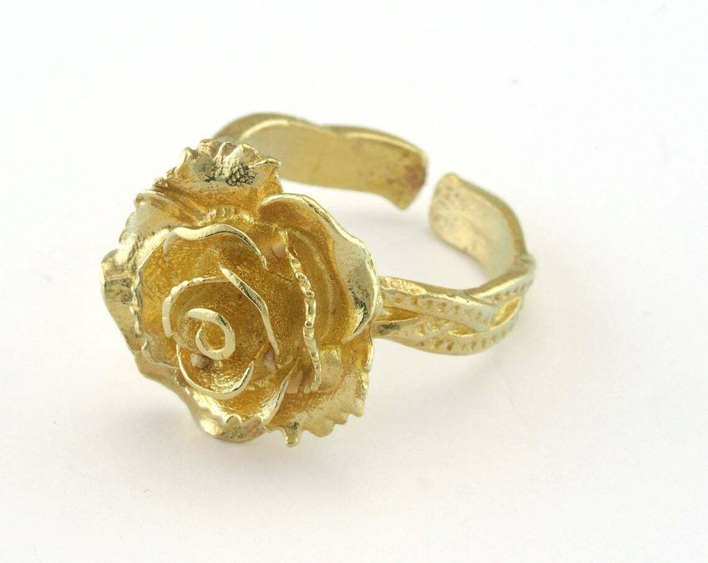 Rose Adjustable Ring Raw brass (17mm 7US inner size - Adjustable ) OZ3247