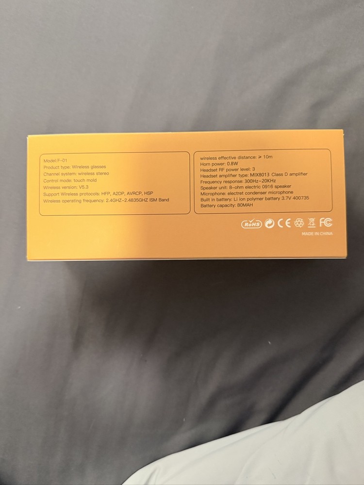 F-01 Wireless Bluetooth Audio Sunglasses Headset Mic Music