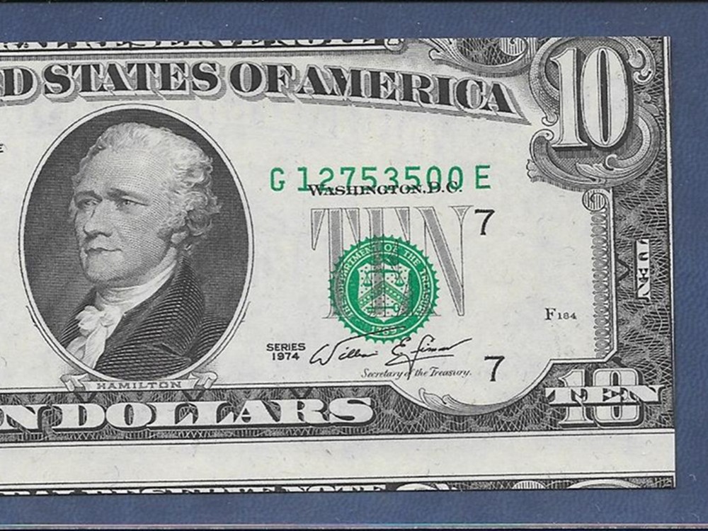 🇺🇸 1974 $10 ERROR ♚♚MISALIGNED FACE PRINTING♚♚ PCGS GEM NEW 65 PPQ