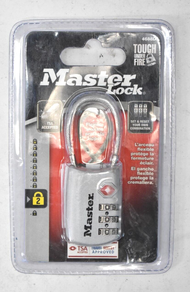 Master Lock Cable Luggage Lock 3 Dial Combination 1.18" TSA Approved 4688D