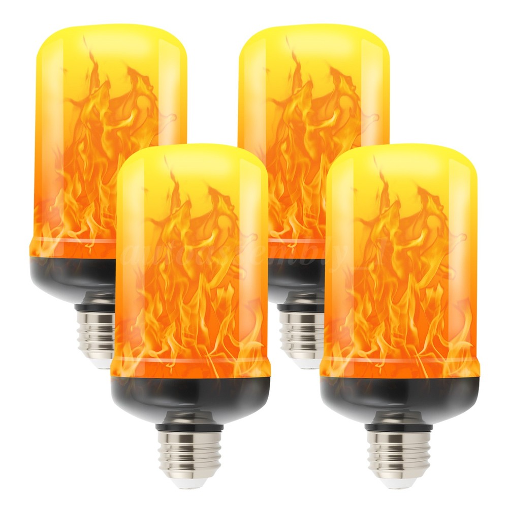 2-4 Pack LED Flame Light Bulbs,4 Flickering Modes with Gravity Sensor E26 Base