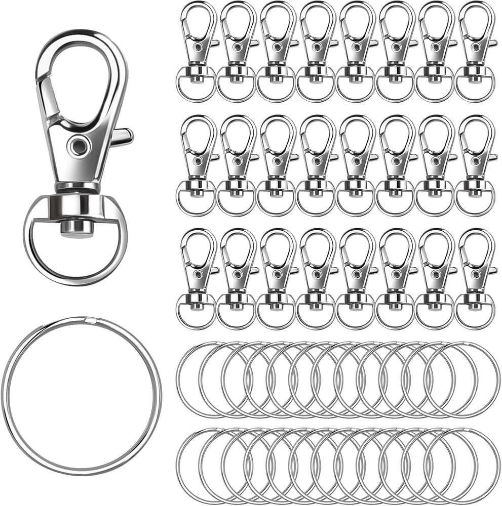 Premium Keychain Making Kit - 25 Keychain Clips & 25 Key Rings,