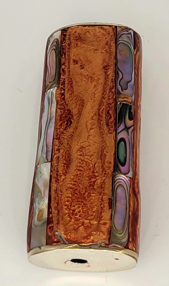 MEXICO ALPACA SILVER ABALONE SHELL INLAY BIC LIGHTER HOLDER CASE