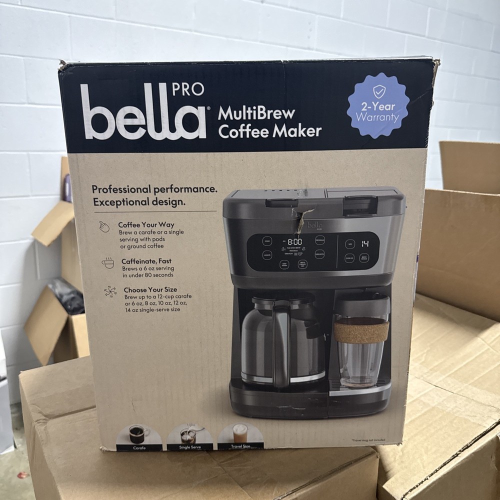 Bella PRO MultiBrew 12-Cup Drip & Single-Serve Coffee Maker - Black Stainless