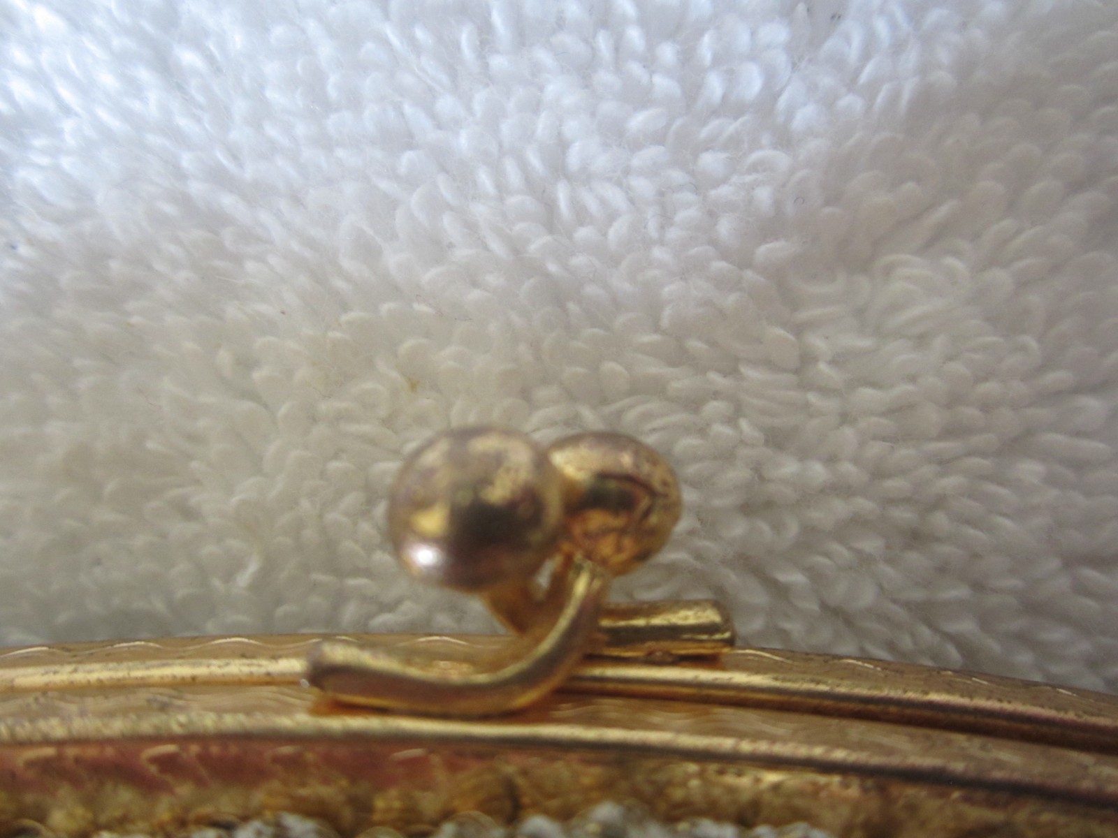 ALBRO of France Small Cream Gold Evening Bag Vintage 50s Brocade w/Kiss Lock