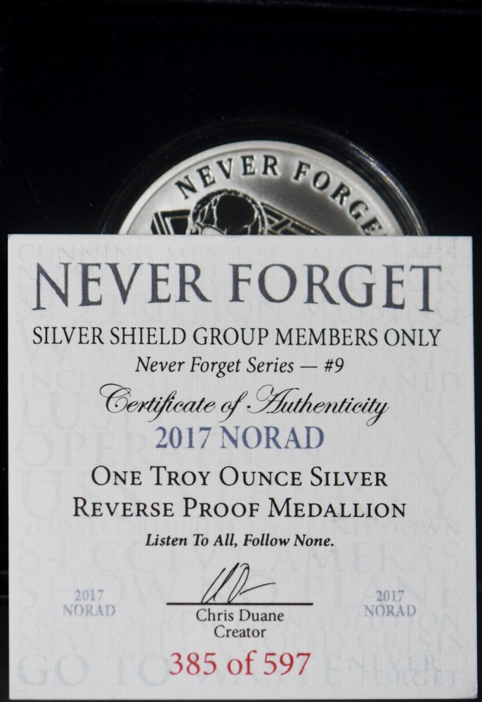 2017 Silver Shield 1 ozt Silver Reverse Proof NORAD #9 Box+COA ✪COINGIANTS✪