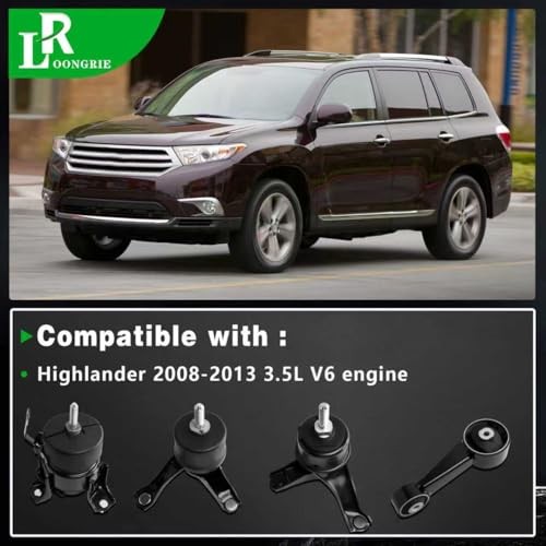 Engine Motor Tran Mount Kit Compatible with Highlander 2008-2013 3.5L V6