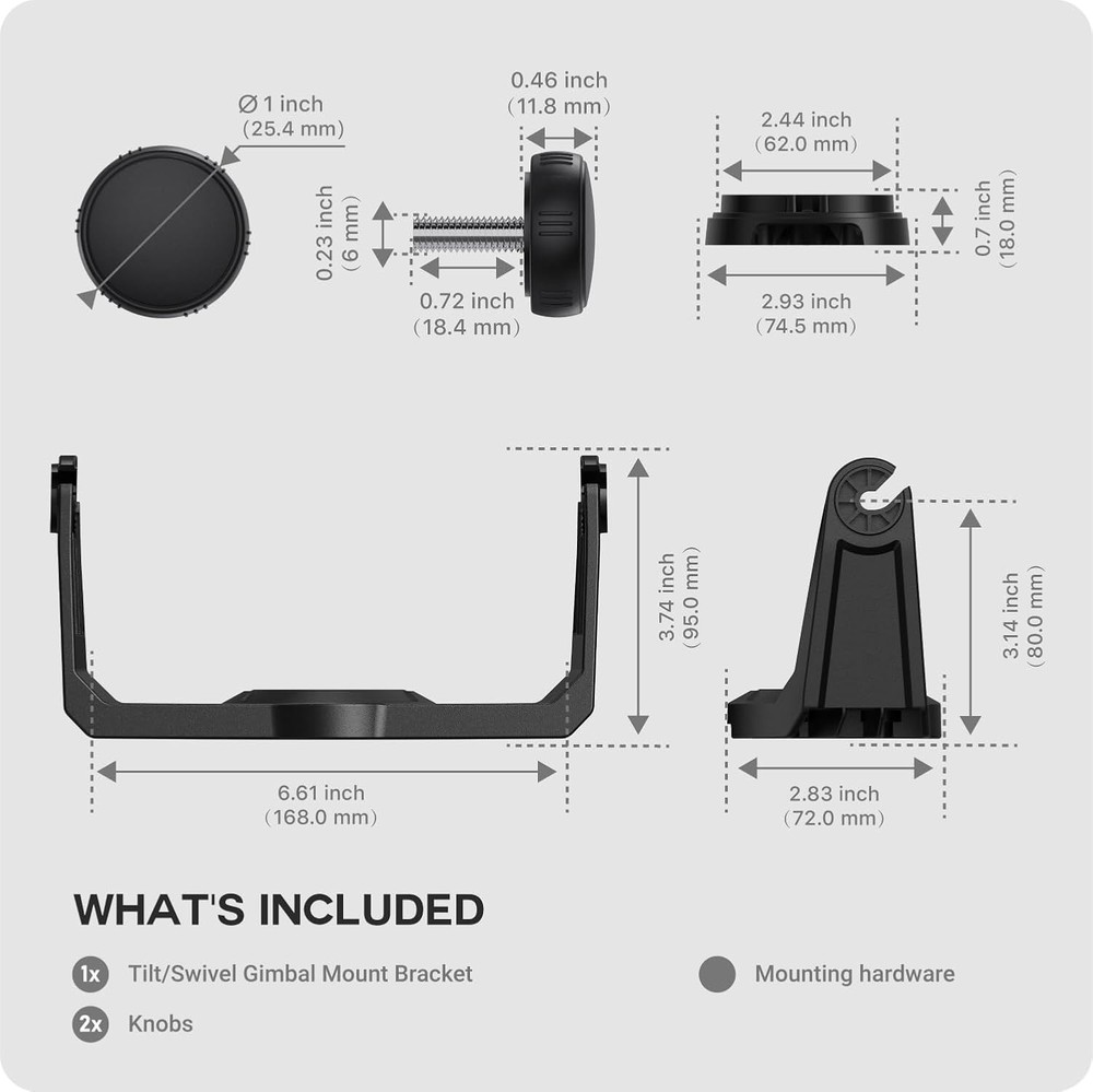Fish Finder Tilt/Swivel Gimbal Mount Bracket and Knobs Compatible with Garmin...