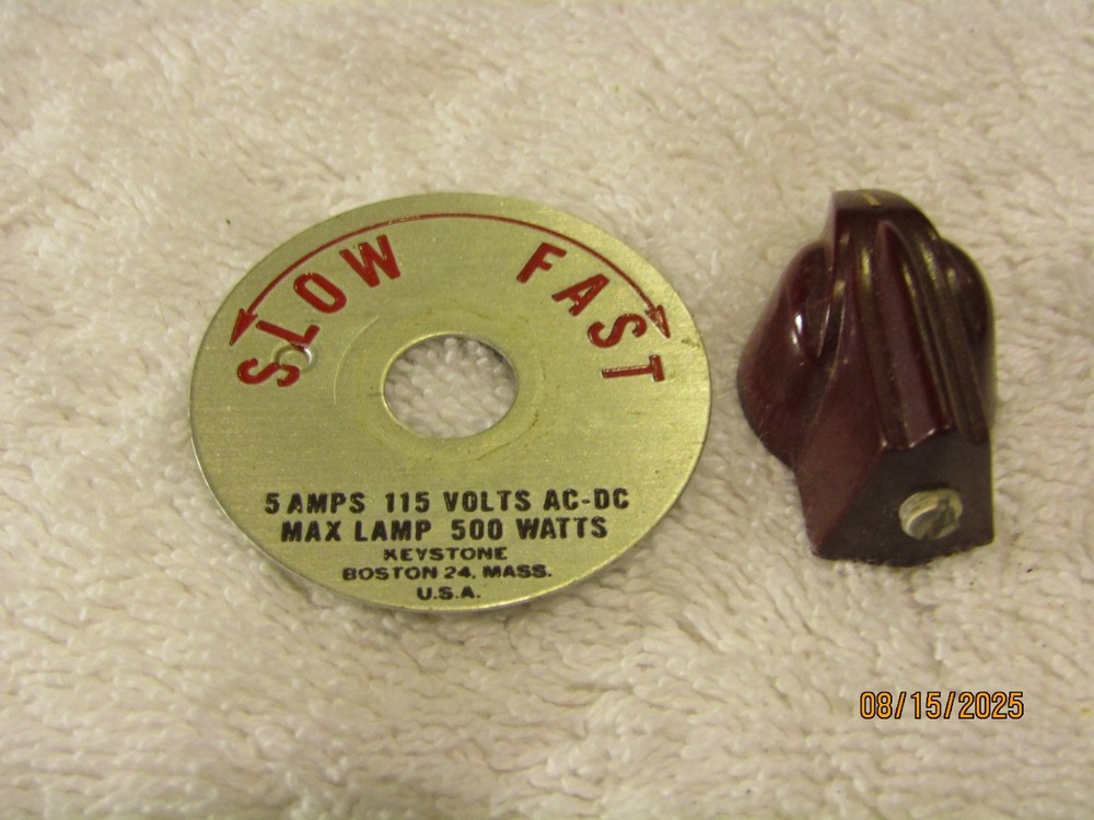 Vintage 8MM Keystone EIGHTY Projector Slow Fast Pointer Knob w Set Screw & Plate