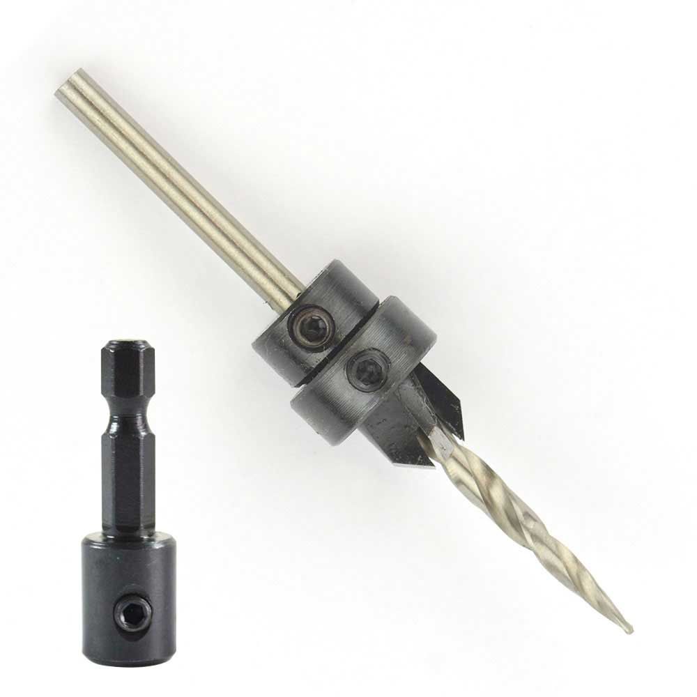 #7 Complete Countersink W/Taper Drill & Quick-Change 1/4" Hex Shank Adapter