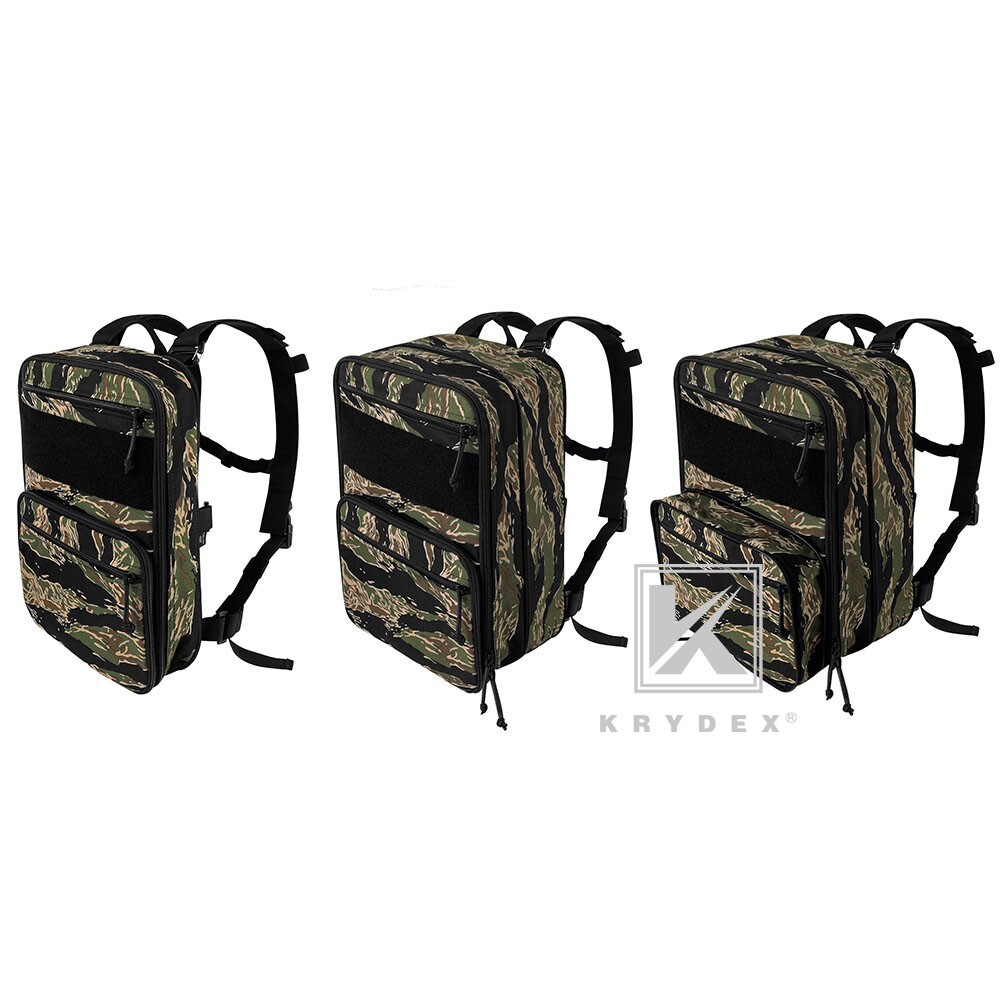 KRYDEX D3 Flatpack Tactical Expandable Travel Backpack MOLLE / PALS Tiger Stripe