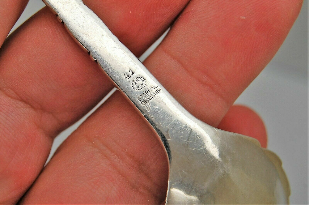 VINTAGE ANTIQUE GEORGE JENSEN STERLING SILVER FORK SPOON SET