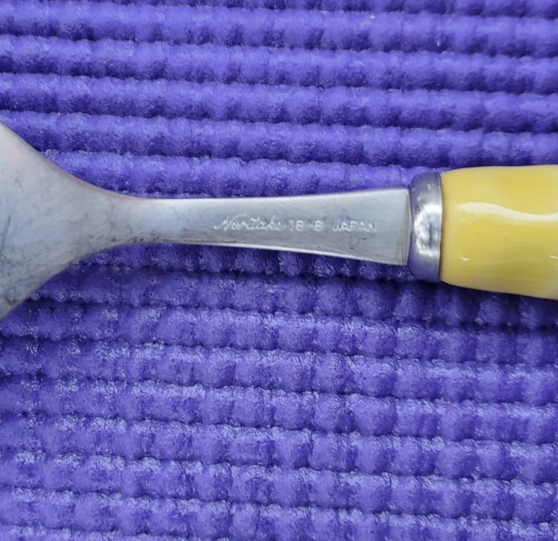 4-NORITAKE STAINLESS FLATWARE PRIMASTONE RADIANT YELLOW TEASPOONS 6 1/2"